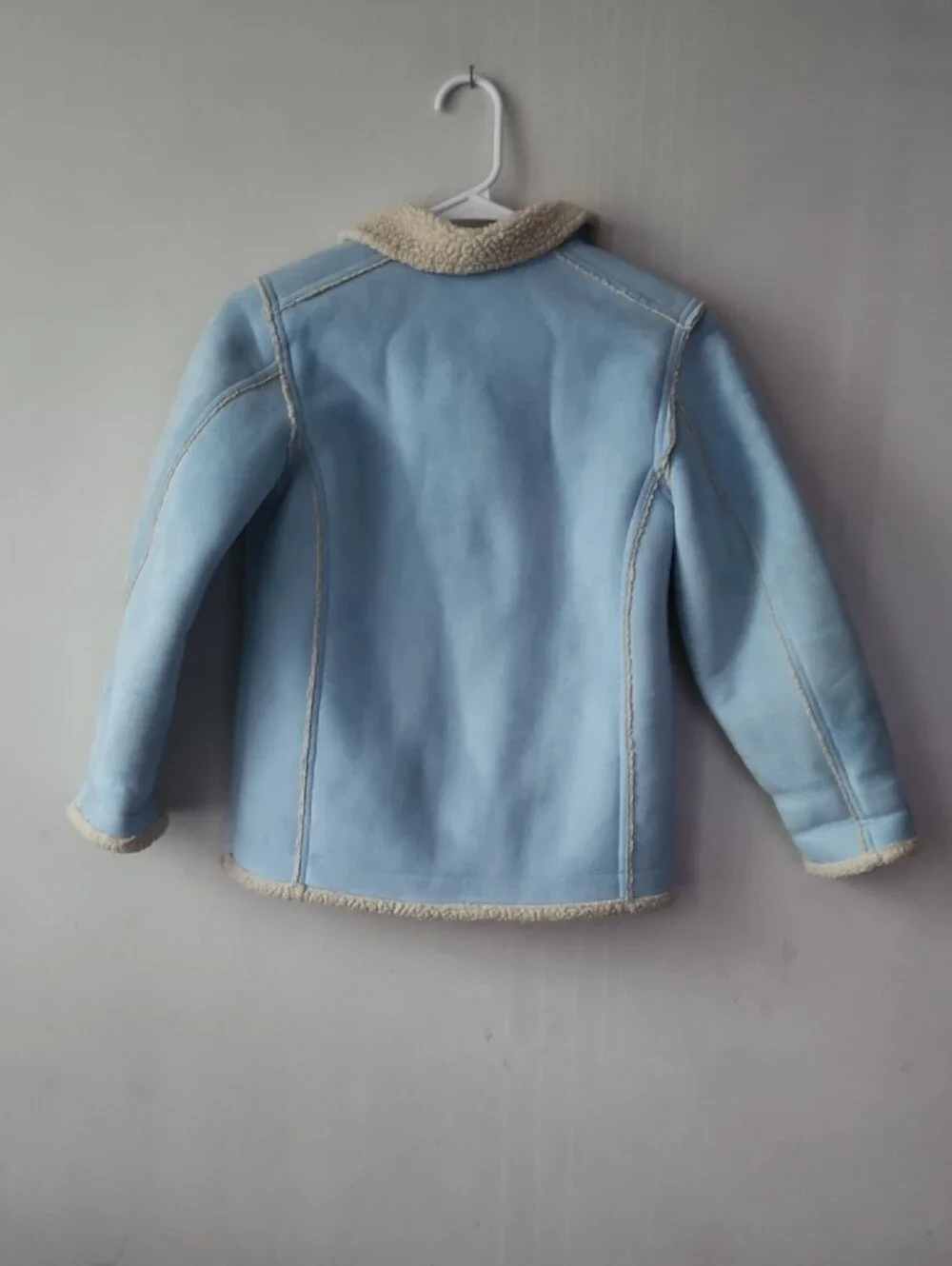 GAP Light Blue Sherpa-Trim Double-Breasted Peacoat
